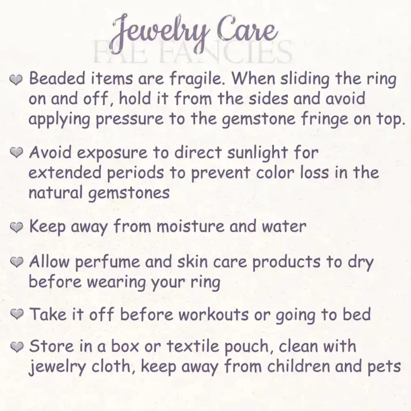 Beaded Rings Care Instructions